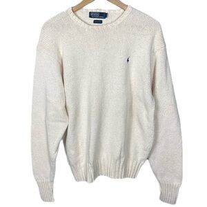 Polo by Ralph Lauren Off-White Crewneck Sweater Chest Logo Sweatshirt